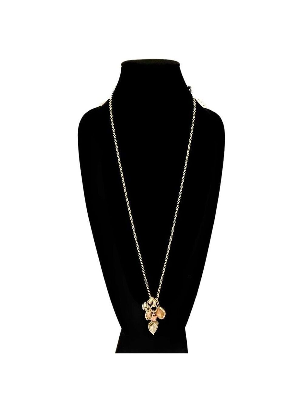 LOFT Long Gold & Charms in Warm Tones Pendant Layering Necklace | NWT